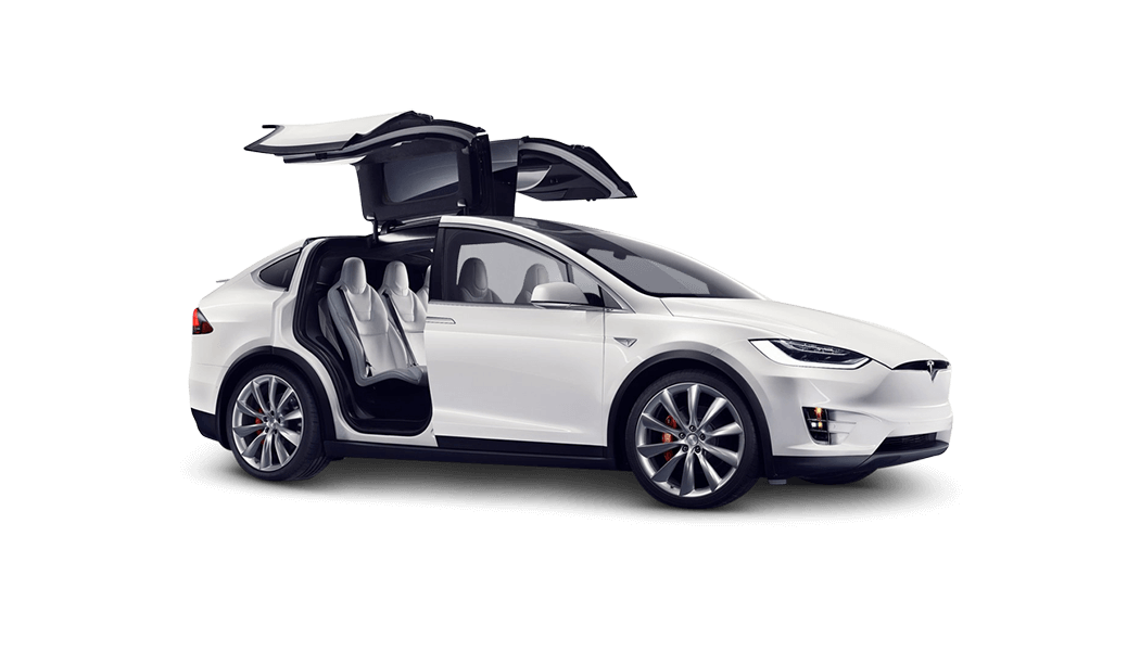 Tesla MODEL Y en blanco con LOGOTIPO TESLA de fondo